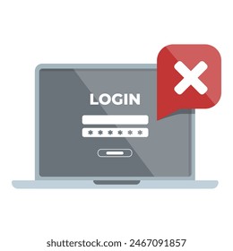 User error password access laptop icon cartoon vector. Internet online. Cyber security