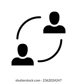 User exchange glyph icon, two people or replacement person, in connect arrow, communication circle trade. Personnel change Staff updating logo. vector illustration. design on white background. EPS 10