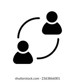 User exchange glyph icon, two people or replacement person, in connect arrow, communication circle trade. Personnel change Staff updating logo. vector illustration. design on white background. EPS 10