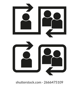 User exchange icons. Transfer profile symbol. Social network Vector. Account management graphic. EPS 10.