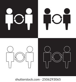 User exchange line and solid icon. Vector illustration. EPS 10
