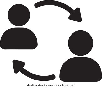 User exchange or transfer icon representing communication, role switching and interaction in minimal vector style.