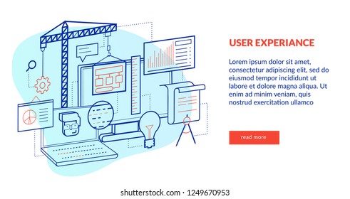 User Experiance Concept for web page, banner, presentation. Vector illustration