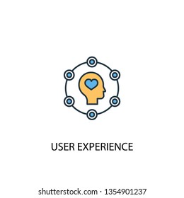 user experience concept 2 colored line icon. Simple yellow and blue element illustration. user experience concept outline symbol design