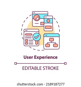 User experience concept icon. Aspect of comment system abstract idea thin line illustration. Isolated outline drawing. Navigating website. Editable stroke. Arial, Myriad Pro-Bold fonts used