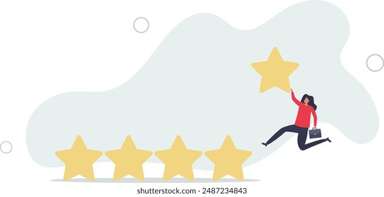 Experiencia de usuario, calificación de estrellas de Comentarios Cliente o concepto de calificación de negocios e inversión.