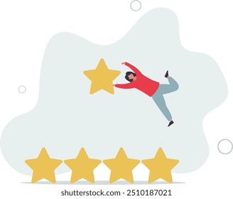 User experience, customer feedback stars rating or business and investment rating concept.flat design with people.