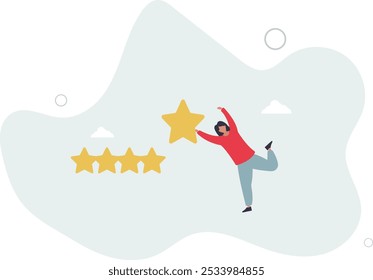 User experience, customer feedback stars rating or business and investment rating concept,flat design with people.