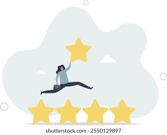 User experience, customer feedback stars rating or business and investment rating concept.flat characters.