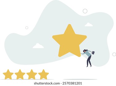 User experience, customer feedback stars rating or business and investment rating concept.flat characters.