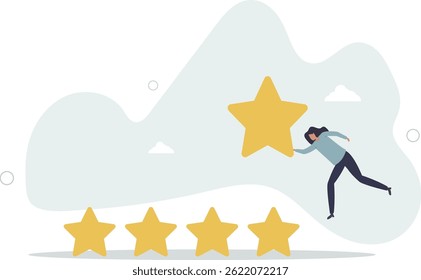 User experience, customer feedback stars rating or business and investment rating concept, character life .