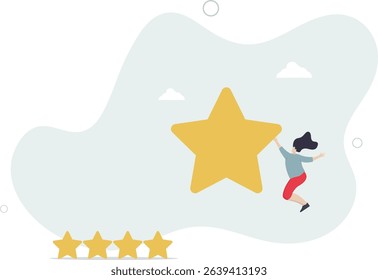 User experience, customer feedback stars rating or business and investment rating concept. character life .