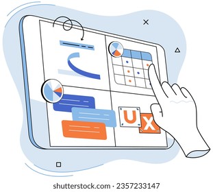 User experience design. Vector illustration. UX UI design, harmonious blend of function and aesthetics in software User experience design, approach that puts user interface at forefront UX, driving