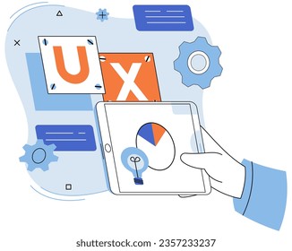 User experience design. Vector illustration. UX, driving force behind intuitive user interface Designing software, craft that prioritizes user interface User interface, first impression maker