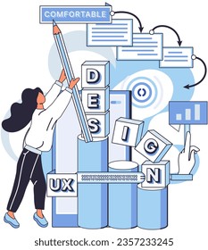 User experience design. Vector illustration. User experience design, alchemy of transforming software into delightful journey UX, invisible guide that smoothens users journey through software