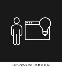 Ícone de experiência do usuário e e-learning para obter ideias do cliente, conhecimento digital e ideias inovadoras pela Web