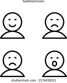 User experience feedback sentiment icon set. Faces with different expressions including excellent, happy, neutral, sad, angry for satisfaction feedback.