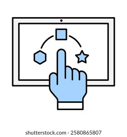 User Experience – Hand Clicking on Screen Icon Representing Interaction Design and User-Focused Digital Interface