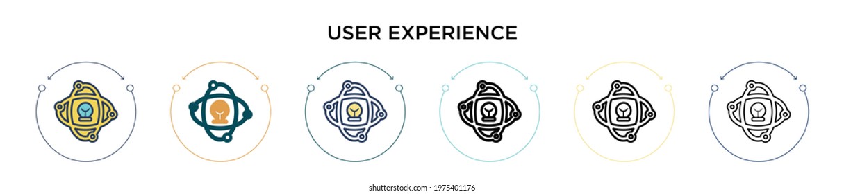 User experience icon in filled, thin line, outline and stroke style. Vector illustration of two colored and black user experience vector icons designs can be used for mobile, ui, web