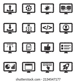 Iconos de experiencia de usuario. Diseño de esgrima negra. Ilustración vectorial.