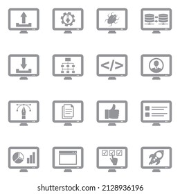 User Experience Icons. Gray Flat Design. Vector Illustration.