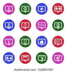 User Experience Icons. White Flat Collection In Circle. Vector Illustration.
