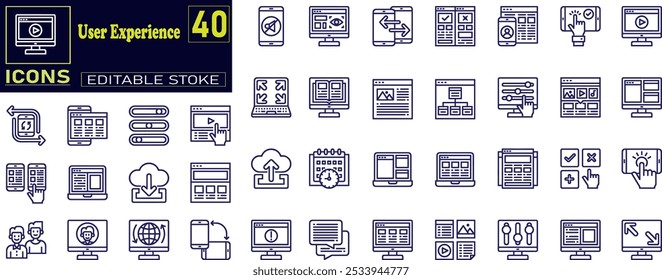 User experience and interface icon set. UI flat icons collection.