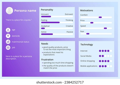 User experience persona blue gradient template.