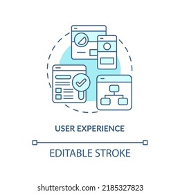 User Experience Turquoise Concept Icon. Aspect Of Comment System Abstract Idea Thin Line Illustration. Customization. Isolated Outline Drawing. Editable Stroke. Arial, Myriad Pro-Bold Fonts Used