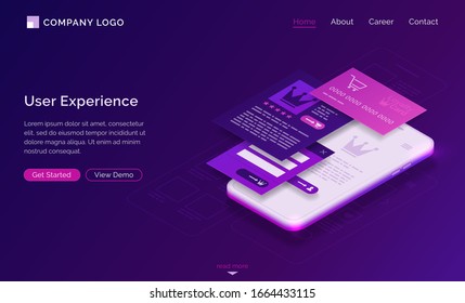 Adaptive Interface Design Isometric Landing Page Stock Vector (Royalty ...