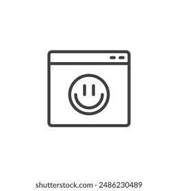 User Experience, UX line icon. linear style sign for mobile concept and web design. Smiley face with a web page outline vector icon. Symbol, logo illustration. Vector graphics