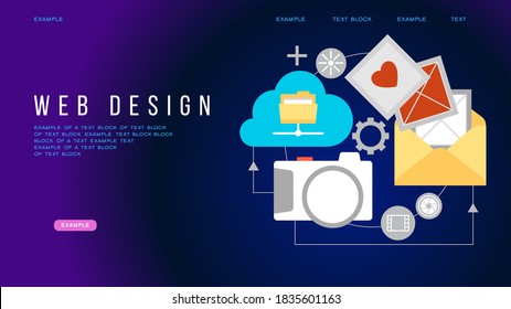 User experience. Web development, optimization.Interface in e-commerce. Website layout elements. Site wireframe. Vector illustration