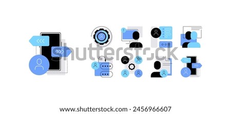 User experience and web projects development. Set of flat icons. Infographic elements for apps, web designs, presentations and others. Vector file.