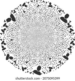 User explosion round cluster. Object pattern is created from random user icons as fireworks globula. Abstract spheric globula mosaic created from user icons.