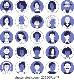 User face avatars set. People of different ages, gender and race.