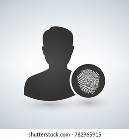 User Face Fingerprint ID Detecting Man avatar Icon Vector. Access Security Symbol.