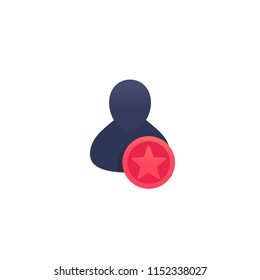 User, favorite icon with star, vector