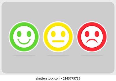 user feedback emotion icon in vector illustration of customer survey testimonial.