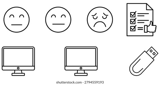 User Feedback And Evaluation Icons Collection Rating Checklist Monitor Elements for Business Applications and Services
