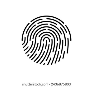 User finger scan icon. Fingerprint touch biometric id symbol. Modern account thumbprint identification security sign. User recognition scanner badge. Black and white linear isolated vector eps logo