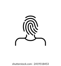User with fingerprint for head. Biometric user access. Pixel perfect, editable stroke icon
