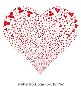 User fireworks with heart shape. Vector illustration style is flat red iconic symbols on a white background. Object valentine heart made from random symbols.
