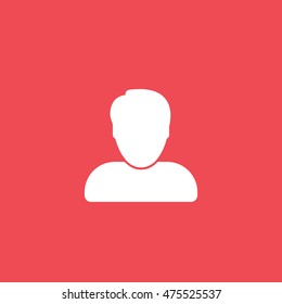  User Flat Icon On Red Background