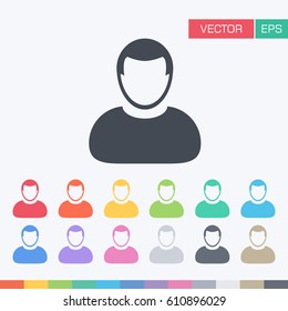 User Flat Icon - Vector Person Profile Avatar Sign of Human Symbol in Color Pictogram illustration