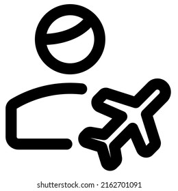 user with a flight logotype as an indication of a vacation mode