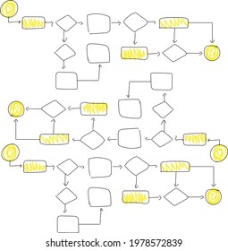 User Flow Background Hand Drawing