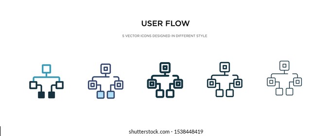 User Flow Icon In Different Style Vector Illustration. Two Colored And Black User Flow Vector Icons Designed In Filled, Outline, Line And Stroke Style Can Be Used For Web, Mobile, Ui