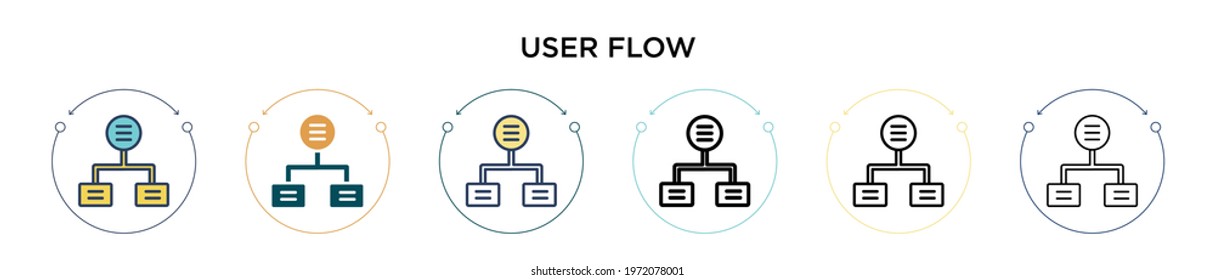 User Flow Icon In Filled, Thin Line, Outline And Stroke Style. Vector Illustration Of Two Colored And Black User Flow Vector Icons Designs Can Be Used For Mobile, Ui, Web