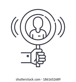 User focus icon, linear isolated illustration, thin line vector, web design sign, outline concept symbol with editable stroke on white background.
