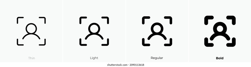 user focus icon. Thin, Light Regular And Bold style design isolated on white background